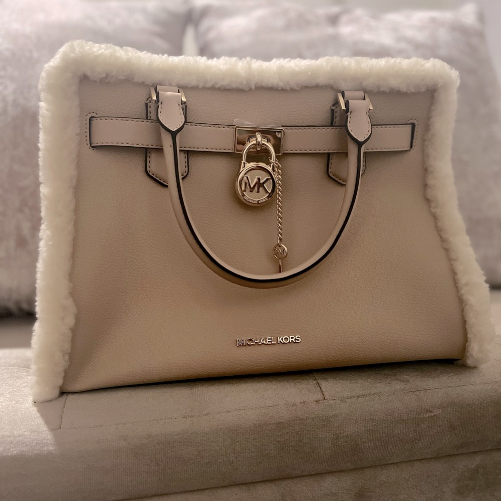 Michael Kors Hamilton Fur Lock Key Leather Bag